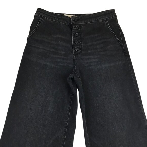 Pilcro & The Letterpress Wide-Leg Jeans Womens 29 Faded Black Denim Cotton Blend - Picture 2 of 11